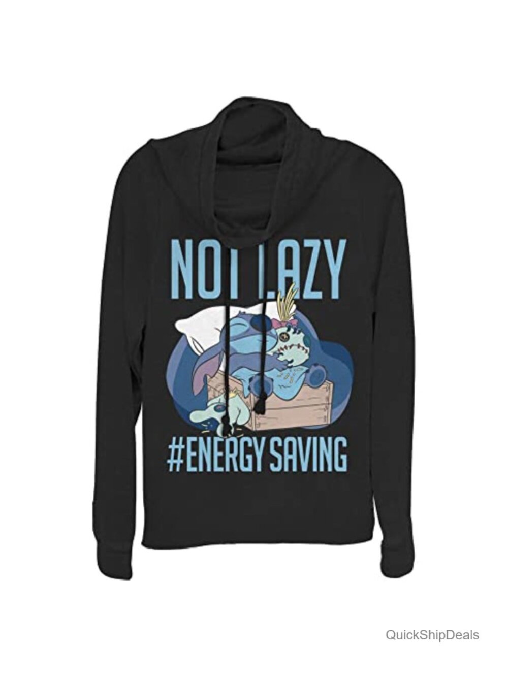 Disney Lilo & Stitch Cowl Neck Pullover Hoodie Relaxed Fit Long Sleeve